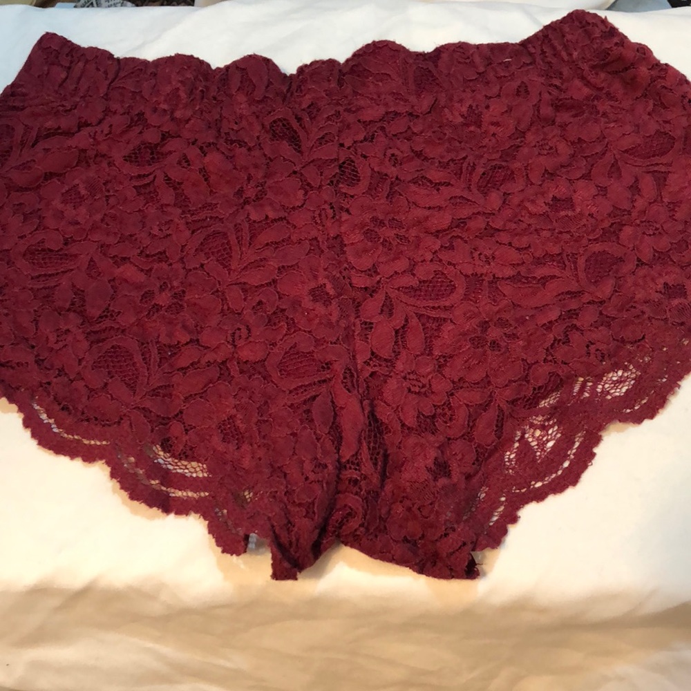 Red lace shorts